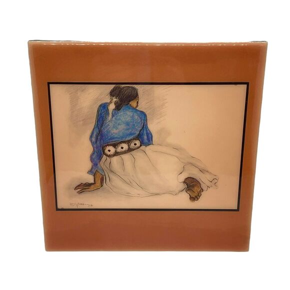 R.C Gorman Gallery Wall Tile Multicolor Lovely Native American Woman Decorative - Picture 2 of 13